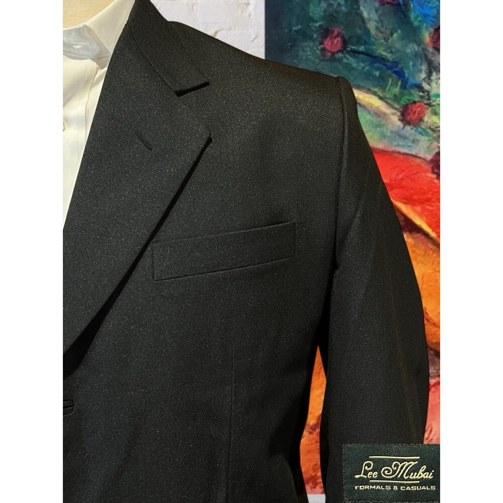 New Vtg Lee Mubai Mens 44R Black Dinner Jacket Silver Tone Rhinestone Buttons - Picture 3 of 13